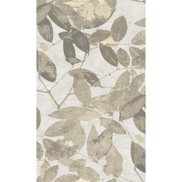 Walls Republic Warm Taupe Beech Tree Leaves Botanical Double Roll Non-Woven Non-Pasted Textured Wallpaper 57 Sq. Ft.