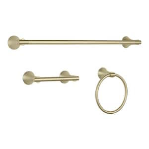 Arendell 3-Piece Bath Hardware Set with 24 in. Towel Bar, Towel Ring and TP Holder in Matte Gold