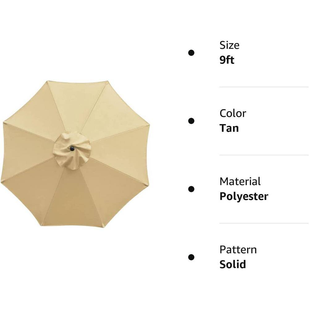 Tan 9 ft. Round Cantilever Patio Umbrella with Aluminum Pole
