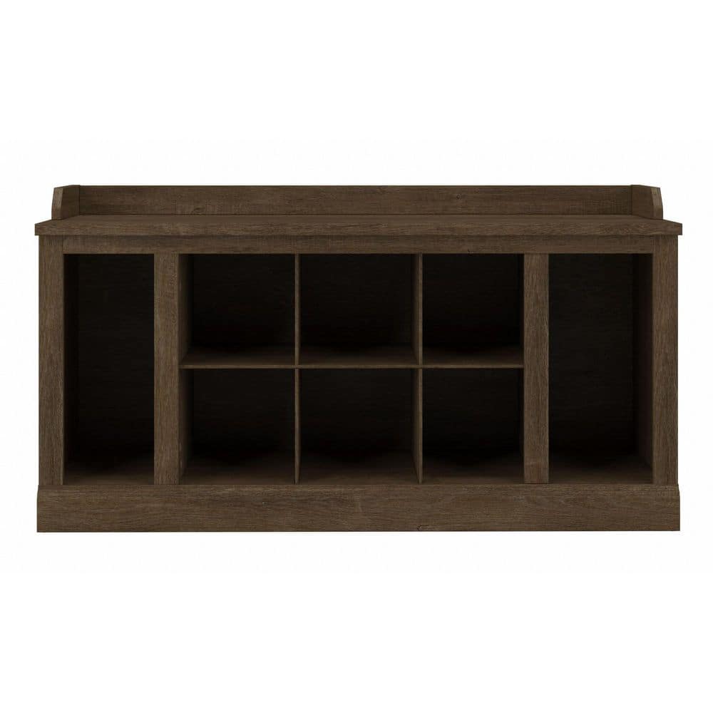 Transitional Ash Brown Engineered Wood Entryway Shoe Storage Bench