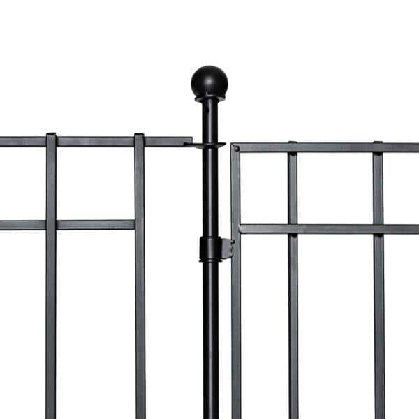 NUVO IRON Quick Fence Series 24in. W x 34 in. H Black Steel Coral Fence Double Gate Latch Included