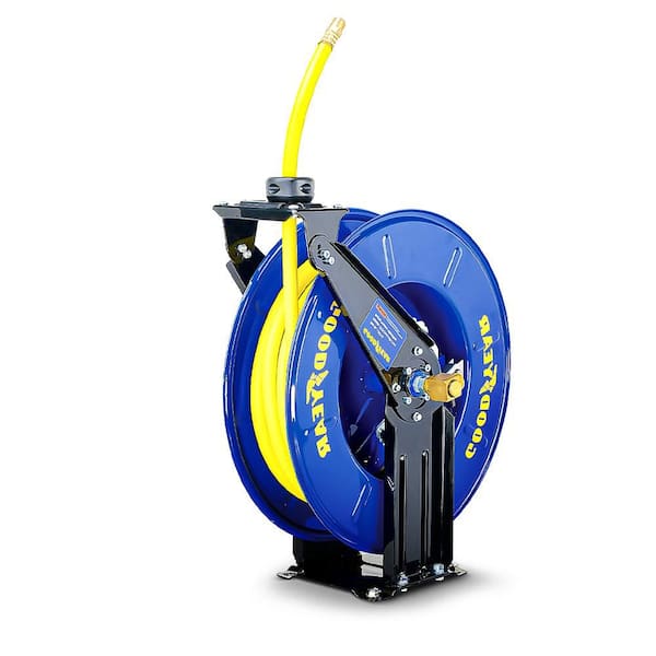 1/2 in. x 50 ft. Steel Dual Arm Pedestal Air Hose Reel SBR Rubber Hose