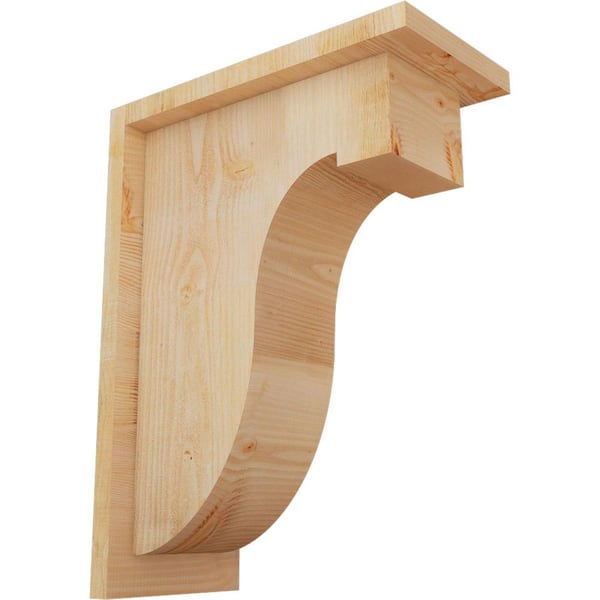 Ekena Millwork 6 in. x 12 in. x 16 in. Douglas Fir Del Monte Rough Sawn Corbel with Backplate