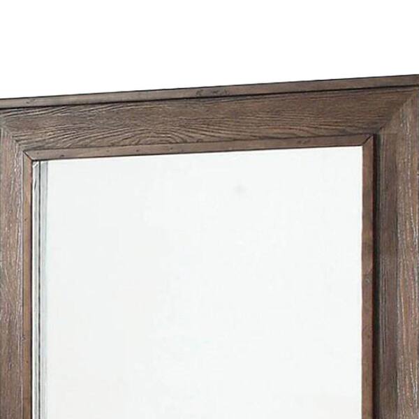 Benjara Antique 38 in. x 42 in. Modern Brown Square Wooden Framed  Decorative Mirror with Raised Edges and Grain Details BM233843 - The Home  Depot