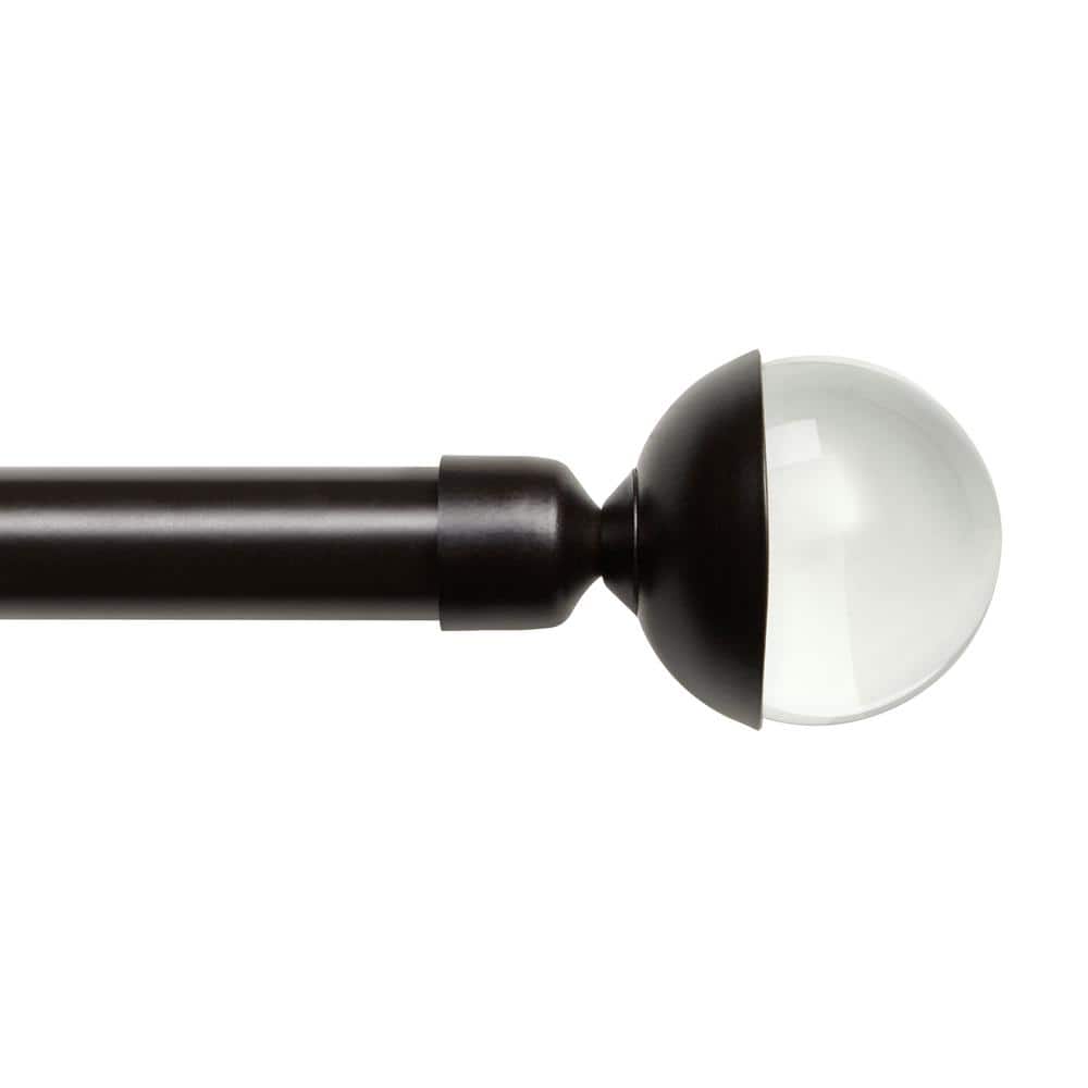 Adjustable Matte Bronze Curtain Rod with Clear Globe Finials