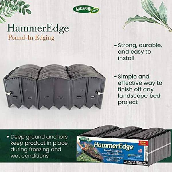 Dalen Black Plastic HammerEdge Lawn Edging, 18 ft.