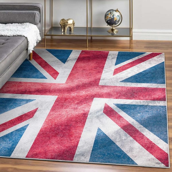 Apollo British Flag Novelty Printed Red Blue White 5 ft. x 7 ft. Area Rug