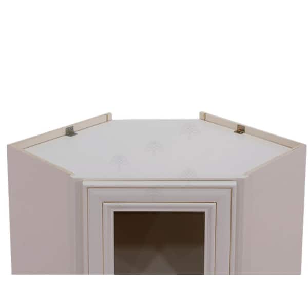 LIFEART CABINETRY Princeton Assembled 24 in. x 42 in. x 15 in. Wall Diagonal Mullion Door Cabinet with 2 Doors in Creamy White