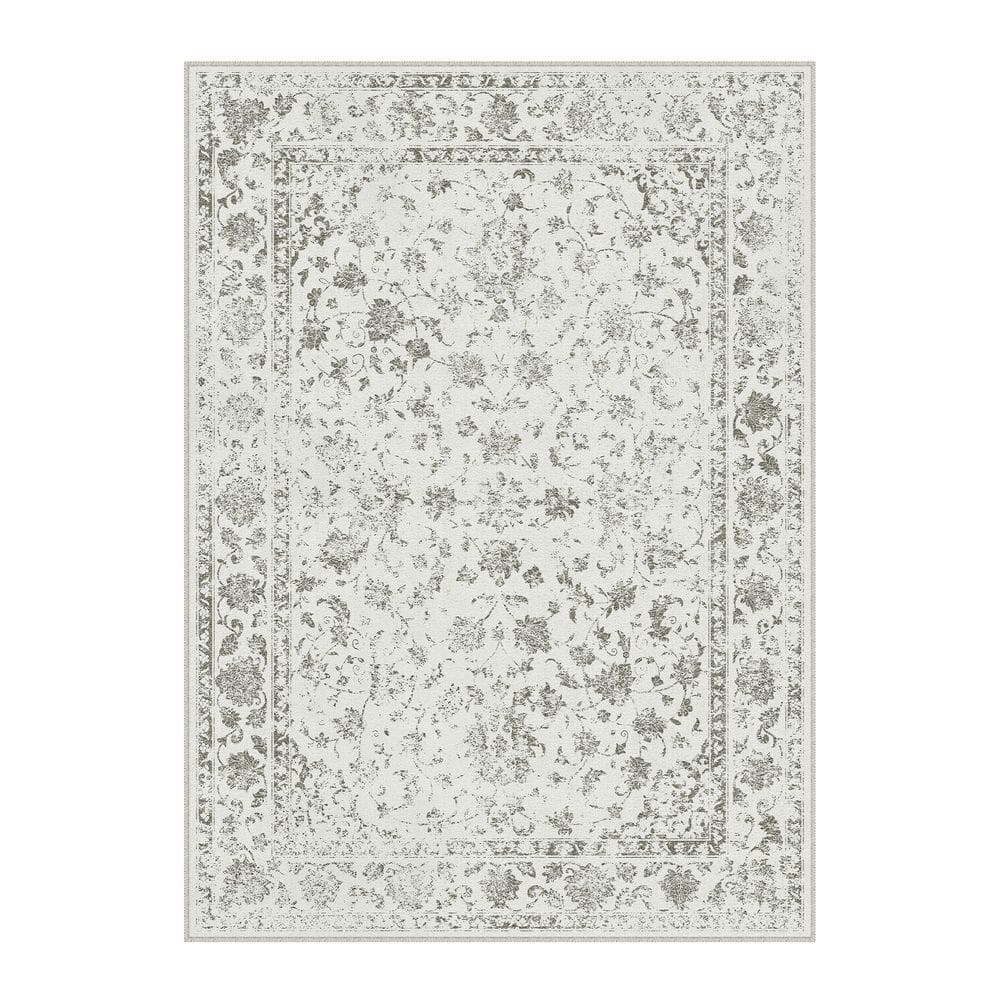 Edward White 5 ft. x 7 ft. Washable Distressed Vintage Floral Area Rug price history on PriceWatchPro