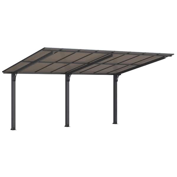 AECOJOY 16 ft. x 10 ft. Gazebo Outdoor Pergola for Patio, Freestanding Lean to Hard Top Grill Gazebo Carport with Roof