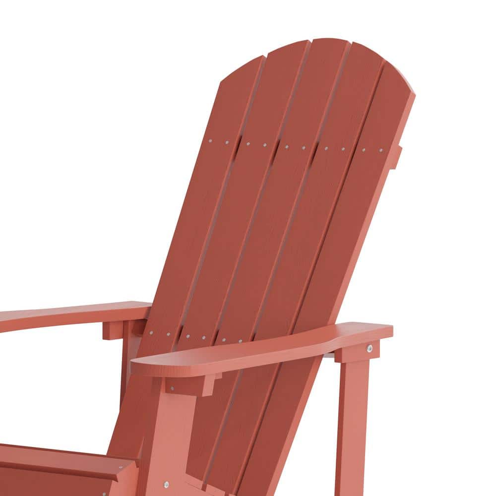 Red Polystyrene Adirondack Rocking Chair with Arms