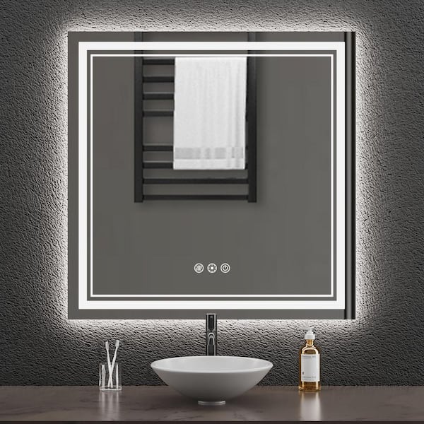 DurX-litecrete 36 in W x 36 in H Square Frameless Wall Mount 3 Colors ...