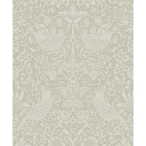 Neutral Tonal Bird Garden Pre-Pasted Paper Wallpaper Roll (57.5 sq. ft.)