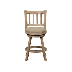 Sheldon 24 in. Driftwood Wire-Brush and Oatmeal Wood Frame Bar Stool