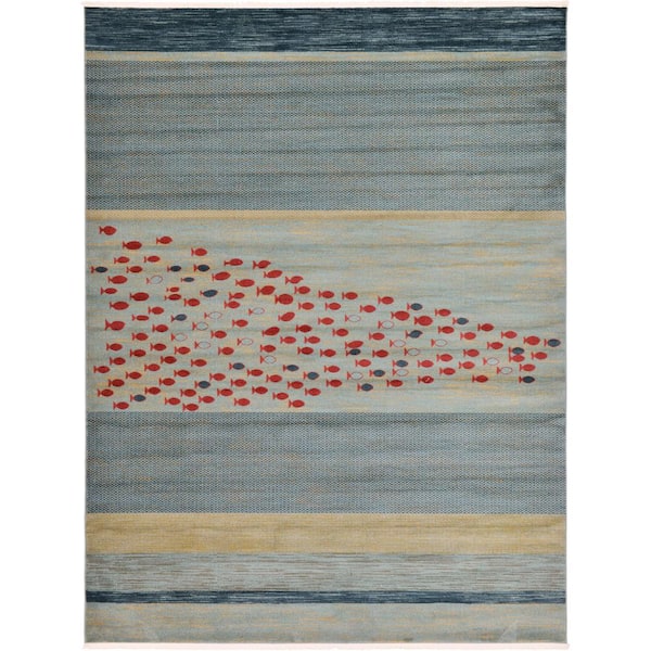 Unique Loom Fars Jordan Light Blue 9' 0 x 12' 0 Area Rug