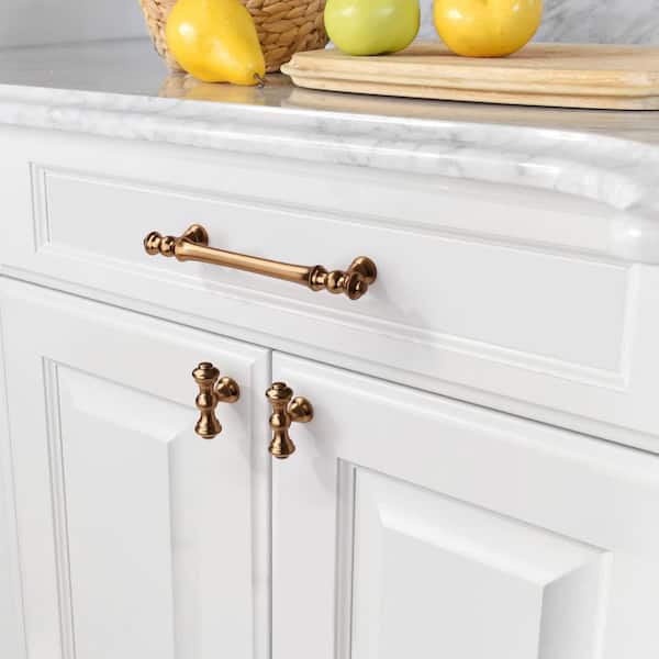 Wudkey 10-Pack Brushed Brass Champagne Bronze Cabinet Handles Kitchen Cabinet Hardware for Cupboard Gold Drawer Pulls