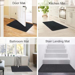 Black 36 in. x 24 in. Polypropylene Non Slip Doormat Indoor Carpet Stair Tread Cover Landing Mat