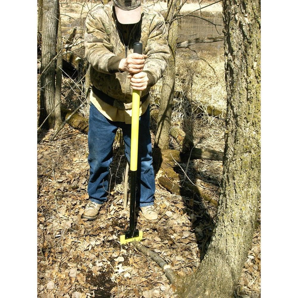 Brush Grubber 18 Inch Heavy Duty Root Buster with Manual Operation Mode and V Shaped Blade for Patio, Lawn, and Garden Equipment, Green