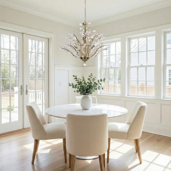 8-Light 27.5 in. Gold Crystal Modern Tiered Dimmable Chandeliers Dining Kitchen Ceiling Lights Foyer Bedroom Lighting