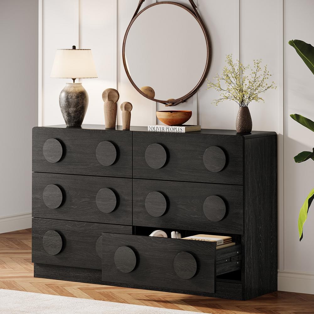 Ahlivia Black 6-Drawer 47.2 in. Chest of Drawers