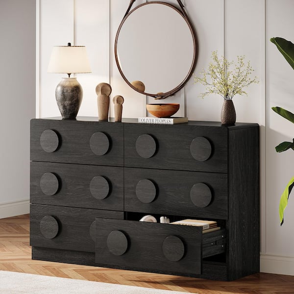 BYBLIGHT Ahlivia Black 6-Drawer 47.2 in. Chest of Drawers