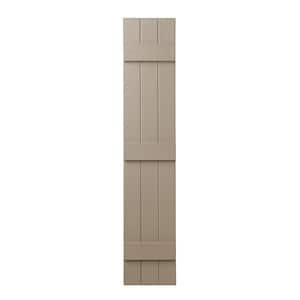 11 in. x 67 in. Polypropylene Plastic 3-Board Closed Board and Batten Shutters Pair in Pebblestone Clay