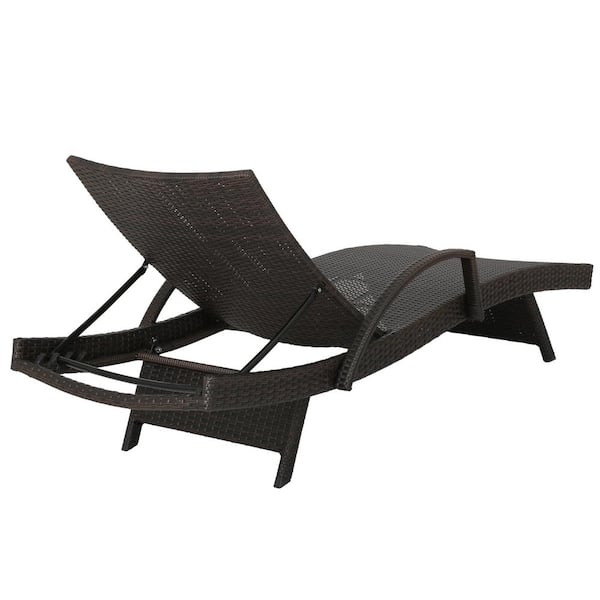 noble house miller brown adjustable wicker outdoor chaise lounge