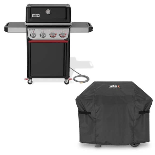 Spirit E-425C 4-Burner Natural Gas Grill in Black with Sear Zone with Grill Cover