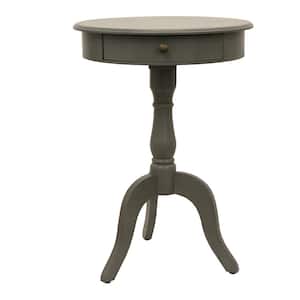 Pedestal Eased Edge Gray End Table with Drawer