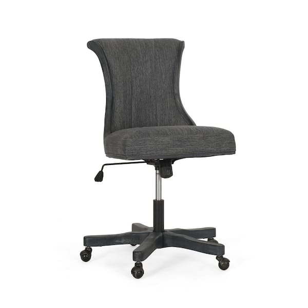 Noble House Ashlyn Charcoal and Weathered Gray Fabric Roll Back Swivel Office Chair