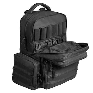 Tactical Range Backpack 18.9 in. Black Backpack for 6 Pistols, Pistol Backpack 6 Independent Pistol Bags & 10 Magazines