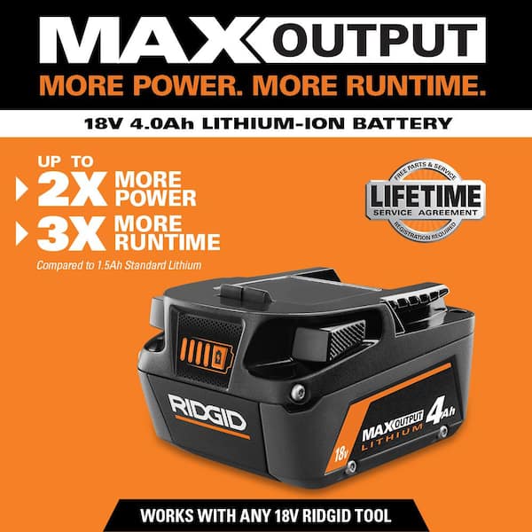 RIDGID - 18V Lithium-Ion MAX Output 6.0 Ah, MAX Output 4.0 Ah, and MAX Output 2.0 Ah Batteries w/ Cordless 3/8 in. Crown Stapler