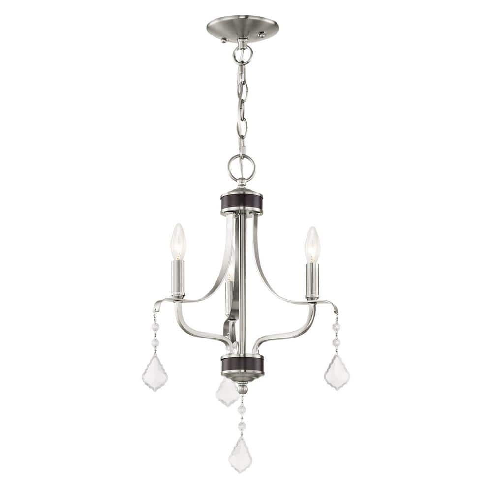 Brushed Nickel Mini Chandelier with Crystal Accents