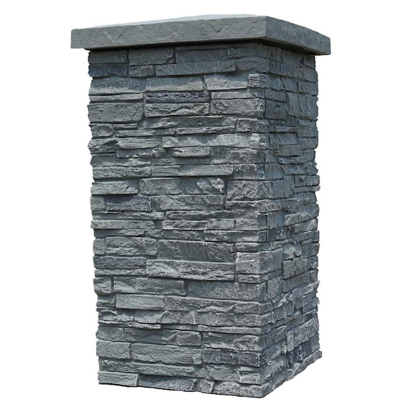 NextStone Slatestone Rocky Mountain Graphite 30 in. x 16 in. Faux Polyurethane Stone Column Wrap (4-Piece)