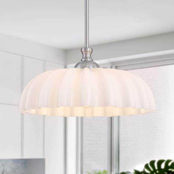 シーリングライト・天井照明 Axcis / Sunyow milk shade pendant lamp ADSENSTY 60-Watt 1 Light Nickel Pendant Light with White Milk