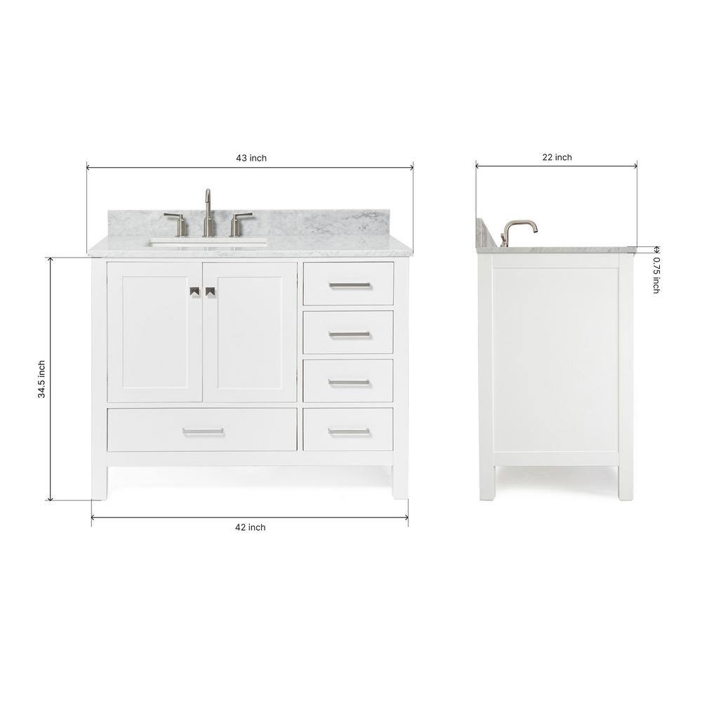Cambridge 43" White Marble Top Single Basin Vanity Set