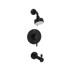 Concetto 1-Handle Wall Mount Tub and Shower Trim Kit in Matte Black with Tub Spouts - 1.75 GPM (Valve Not Included)