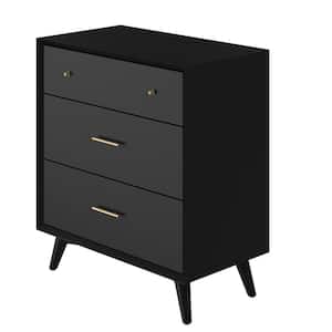 Flynn Black 3-Drawers 64 in. W Chest of Drawers
