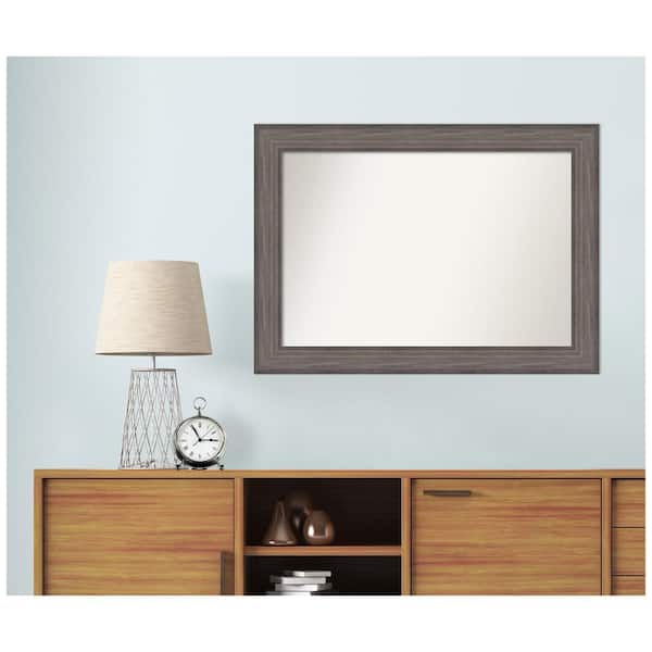 Amanti Art Medium Rectangle Distressed Brown Modern Mirror (26.25 in. H x 36.25 in. W)