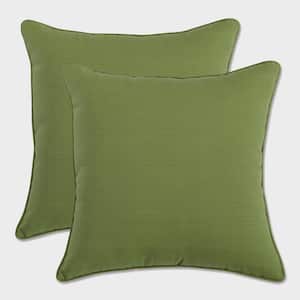 Solid Green Square Outdoor Square Throw Pillow 2-Pack