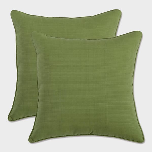 Pillow Perfect Solid Green Square Outdoor Square Throw Pillow 2-Pack