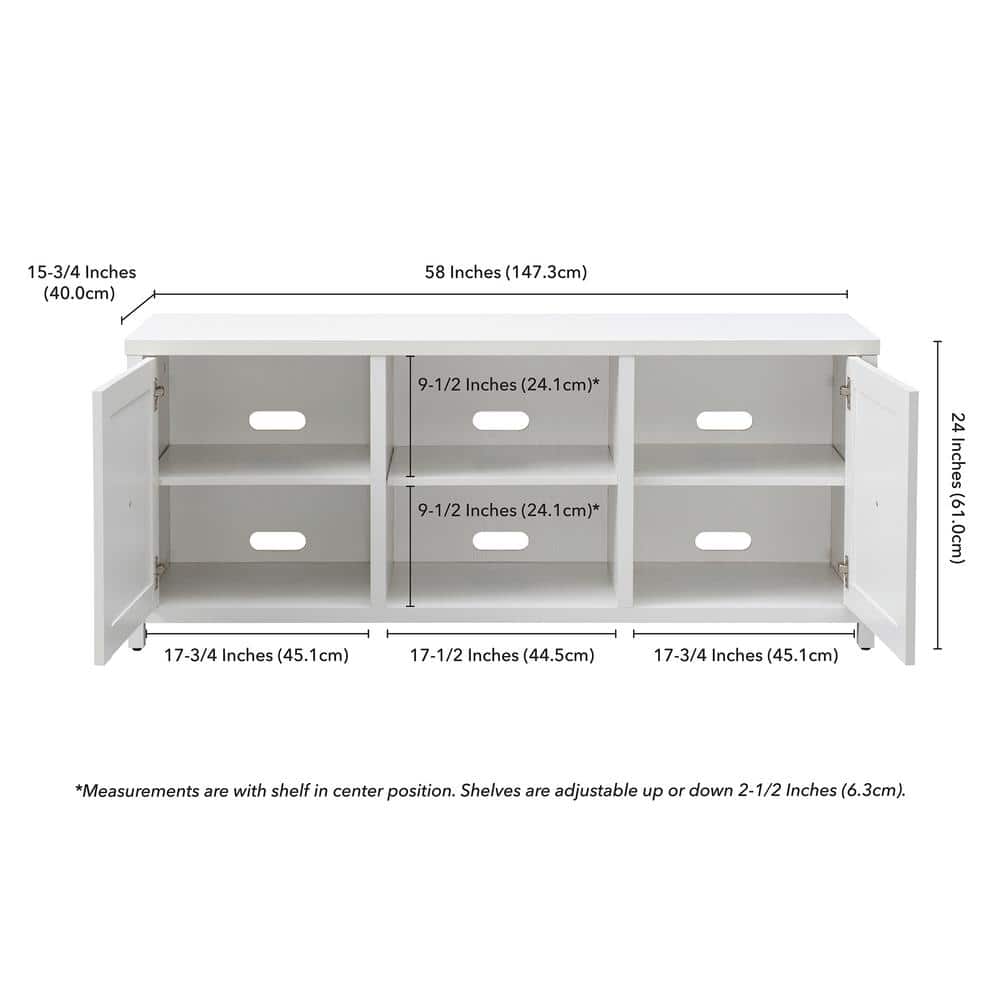 White Oak Rectangular TV Stand with Cabinets