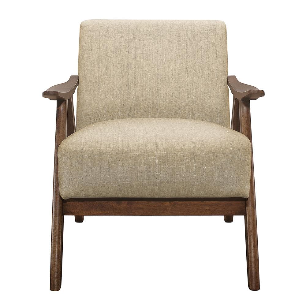 Lexicon Transitional Walnut Wood Accent Chair in Light Brown Fabric