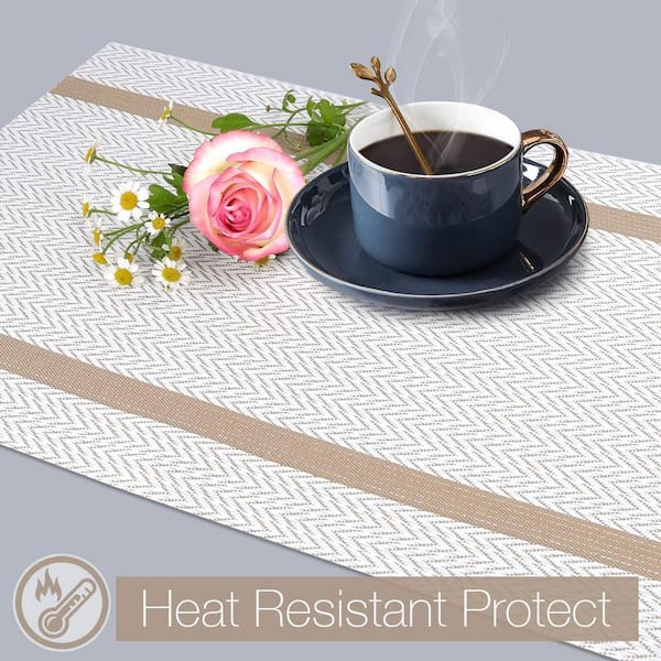 4/8x Washable Clear Placemats Heat Resistant Dining Non-Slip Table Mats  16x12