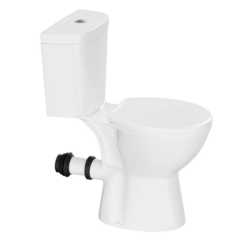 Rear Outlet Toilet 19 in. 2-Piece 1.0/1.6 GPF Dual Flush Round High Toilet in White, with Soft Close Cover price history on PriceWatchPro