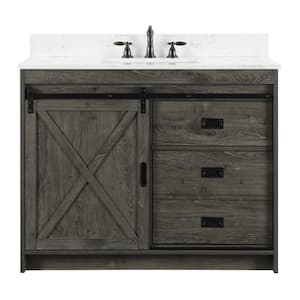 Rafter 42 in. W x 22 in. D Bath Vanity in Charcoal Gray with Carrara White Engineered Stone Vanity Top with White Sink