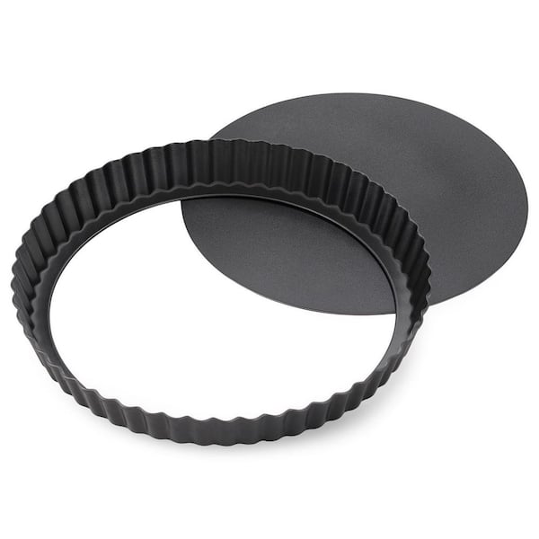 9 in. Carbon Steel Tart Pan with Removable Bottom, Non-Stick Fluted Edge for Baking Pies, Quiches, and Desserts