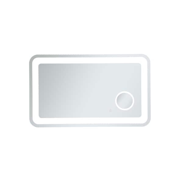 Unbranded Timeless Home 40 in. W x 24 in. H Modern Rectangular Metal Framed Magnifying LED Bathroom Vanity Mirror in Glossy White