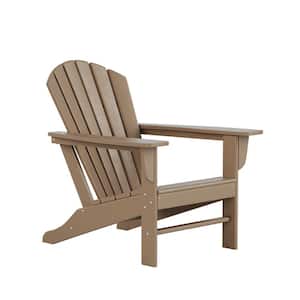 Mason Weathered Wood Poly Plastic Outdoor Patio Classic Adirondack Chair, Fire Pit Chair