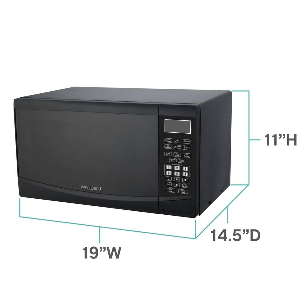 West Bend Compact Black 900-Watt Microwave Oven with LED Light